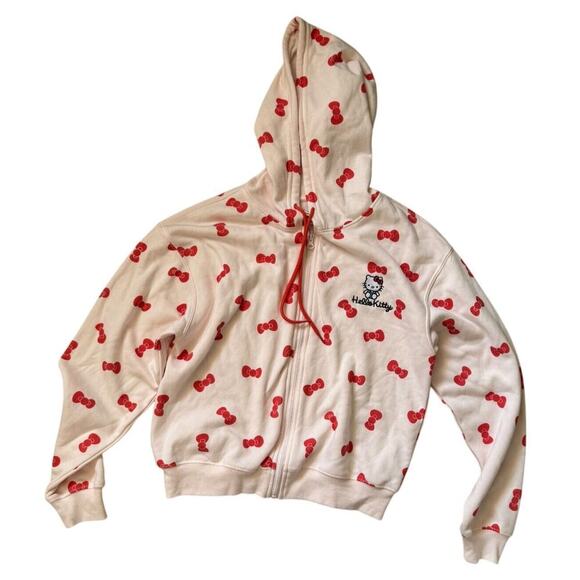 Hello Kitty Sanrio Hybrid Apparel Zip Up Hoodie Size Small Lt. Pink w/bows Kitty - Picture 1 of 7